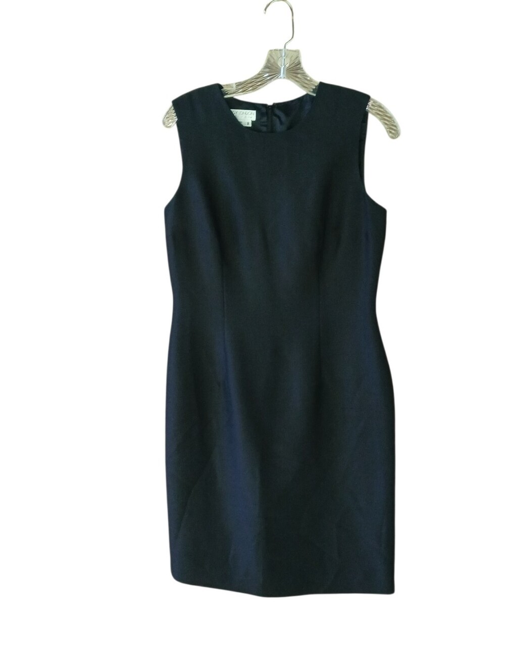 Maggie London Black Sleeveless Knee Length Silk Sheath Dress Size 8P